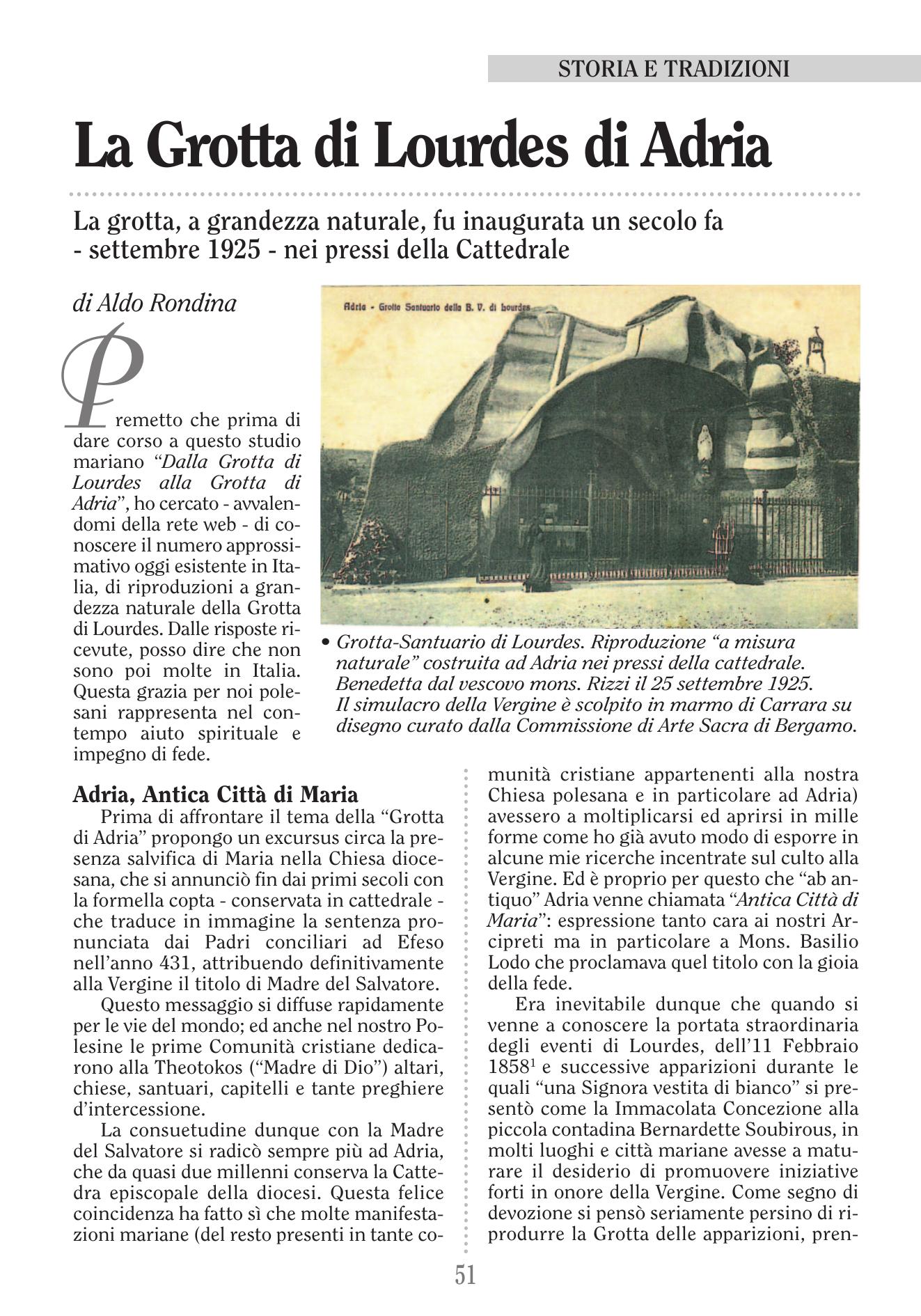 La Grotta di Lourdes di Adria