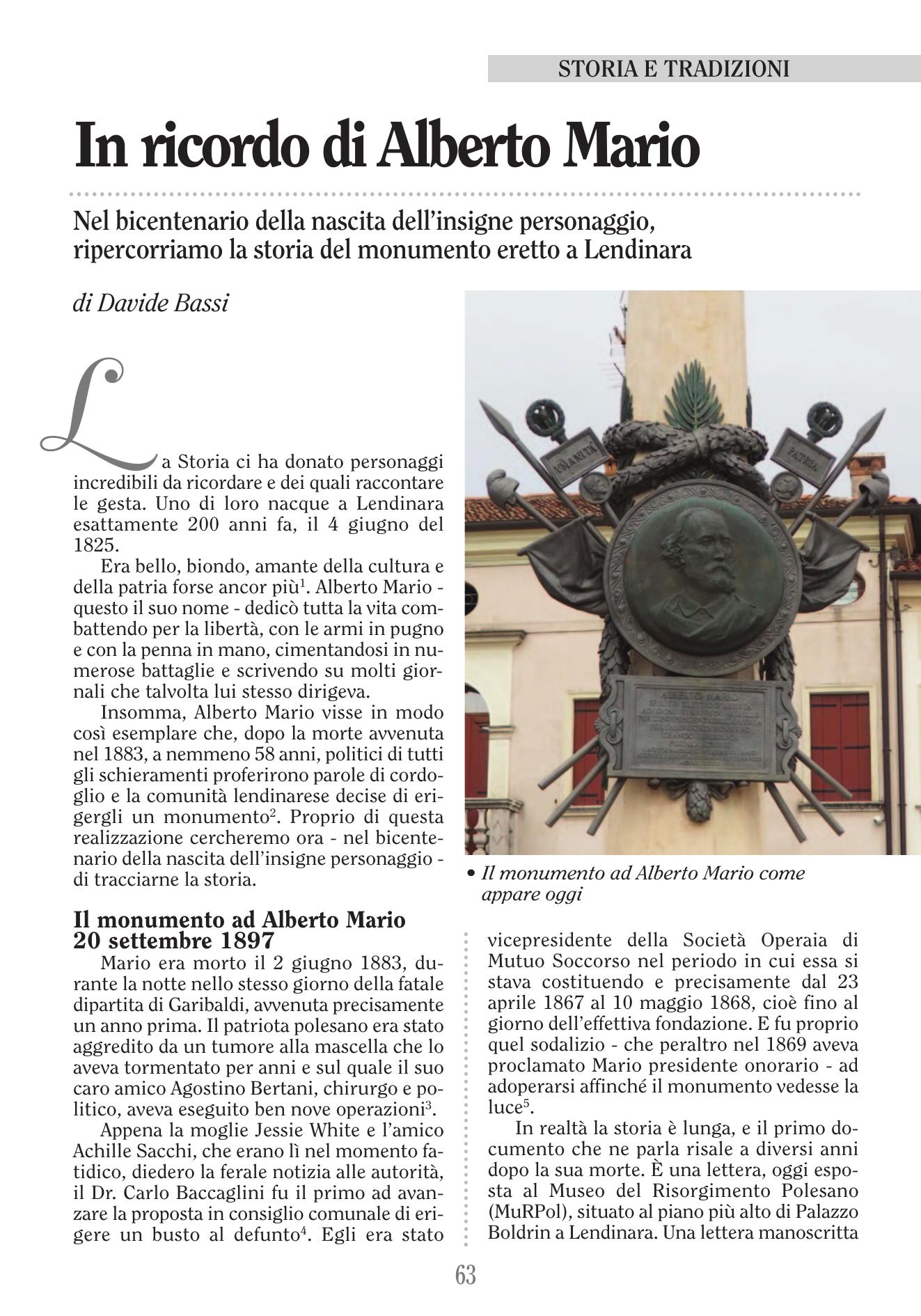 In ricordo di Alberto Mario