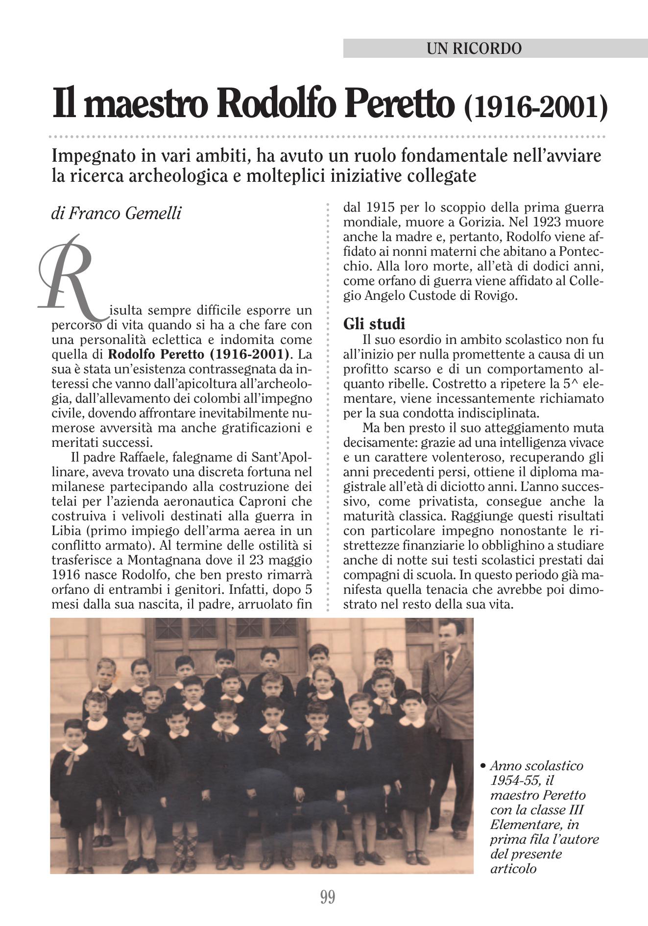 Il maestro Rodolfo Peretto (1916-2001)