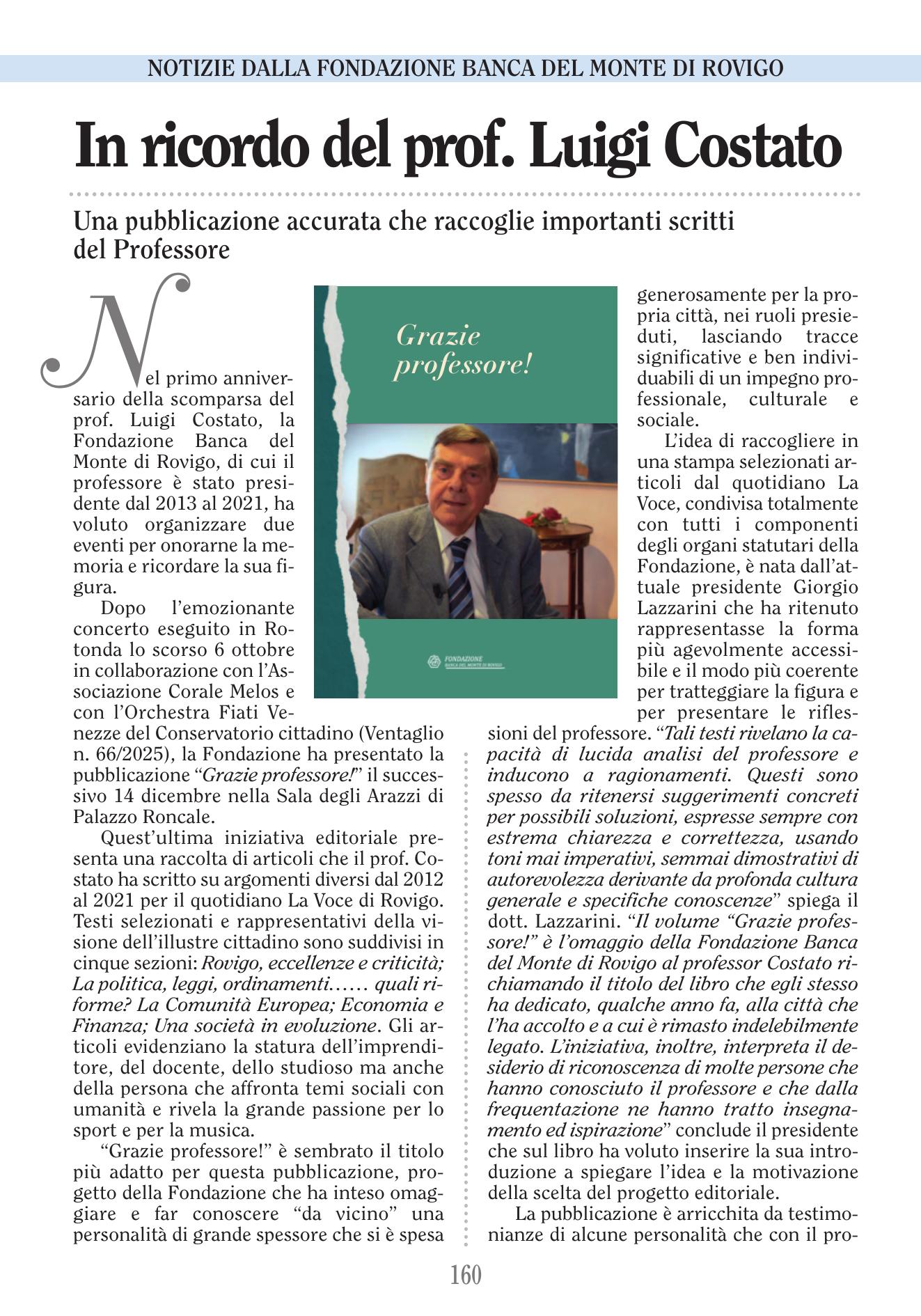 In ricordo del prof. Luigi Costato