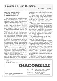 Prima pagina originale dell’articolo L’oratorio di San Clemente