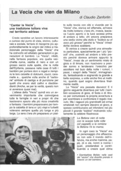 Prima pagina originale dell’articolo La Vecia che vien da Milano