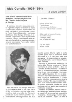 Prima pagina originale dell’articolo Alda Cortella (1924-1954)