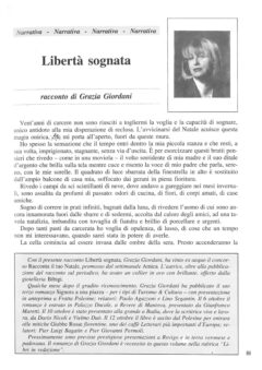 Prima pagina originale dell’articolo Libertà sognata
