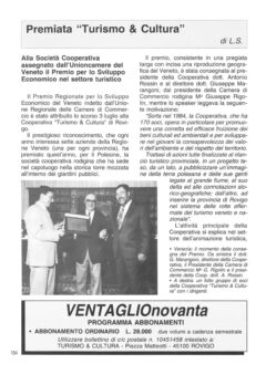 Prima pagina originale dell’articolo Premiata “Turismo & Cultura”