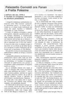 Prima pagina originale dell’articolo Palazzetto Cornoldi ora Fanan a Fratta Polesine