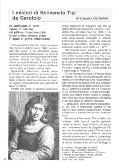 Prima pagina originale dell’articolo I misteri di Benvenuto Tisi da Garofolo