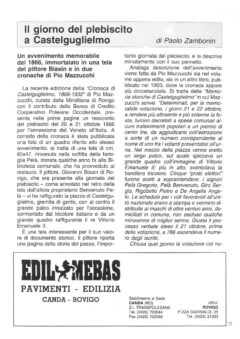 Prima pagina originale dell’articolo Il giorno del plebiscito a Castelguglielmo