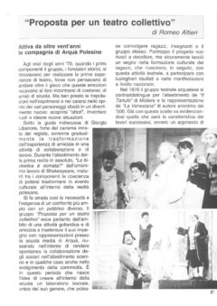Prima pagina originale dell’articolo “Proposta per un teatro collettivo”