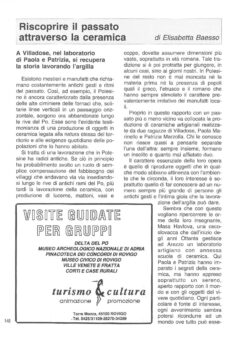 Prima pagina originale dell’articolo Riscoprire il passato attraverso la ceramica
