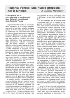 Prima pagina originale dell’articolo Padania Veneta: una nuova proposta  per il turismo