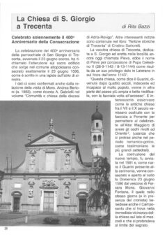 Prima pagina originale dell’articolo La Chiesa di S. Giorgio a Trecenta