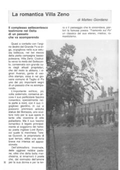 Prima pagina originale dell’articolo La romantica Villa Zeno