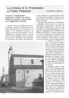 Prima pagina originale dell’articolo La chiesa di S. Francesco a Fratta Polesine