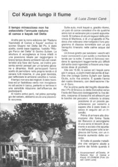 Prima pagina originale dell’articolo Col Kayak lungo il fiume