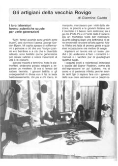 Prima pagina originale dell’articolo Gli artigiani della vecchia Rovigo