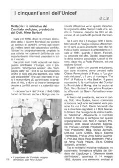 Prima pagina originale dell’articolo I cinquant’anni dell’Unicef