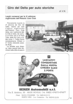 Prima pagina originale dell’articolo Giro del Delta per auto storiche