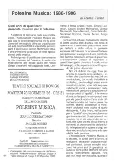 Prima pagina originale dell’articolo Polesine Musica: 1986-1996