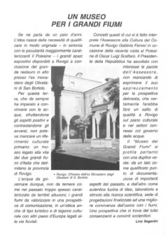 Prima pagina originale dell’articolo Un Museo per i Grandi Fiumi