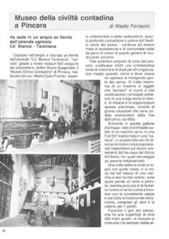 Prima pagina originale dell’articolo Museo della civiltà contadina a Pincara
