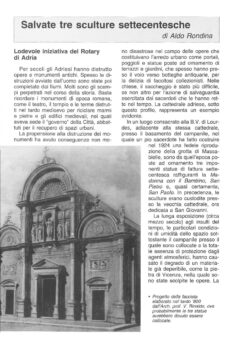 Prima pagina originale dell’articolo Salvate tre sculture settecentesche