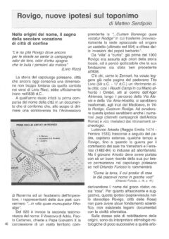 Prima pagina originale dell’articolo Rovigo, nuove ipotesi sul toponimo