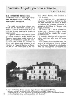 Prima pagina originale dell’articolo Pavanini Angelo, patriota arianese