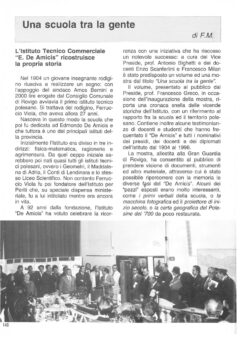 Prima pagina originale dell’articolo Una scuola tra la gente