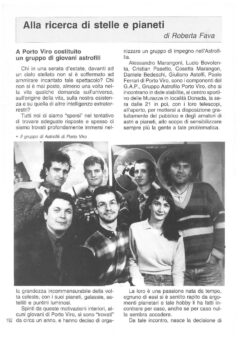 Prima pagina originale dell’articolo Alla ricerca di stelle e pianeti