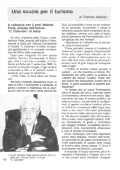 Prima pagina originale dell’articolo Una scuola per il turismo