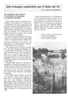 Prima pagina originale dell’articolo Uno sviluppo sostenibile per il Delta del Po
