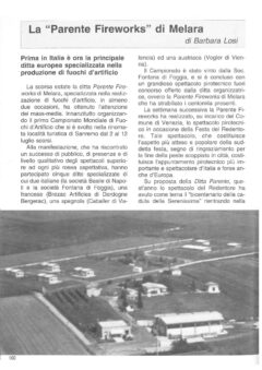 Prima pagina originale dell’articolo La “Parente Fireworks” di Melara