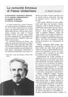 Prima pagina originale dell’articolo La comunità Emmaus di Fiesso Umbertiano