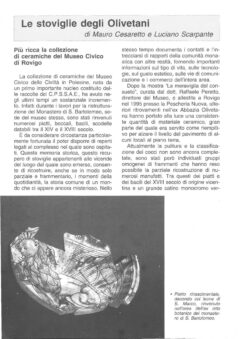 Prima pagina originale dell’articolo Le stoviglie degli Olivetani