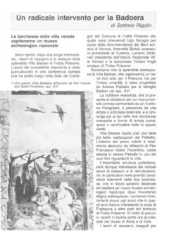 Prima pagina originale dell’articolo Un radicale intervento per Badoera
