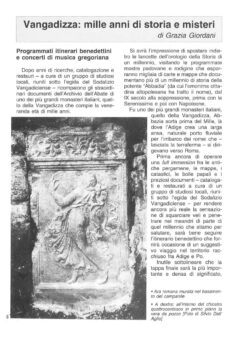 Prima pagina originale dell’articolo Vangadizza: mille anni di storia e misteri