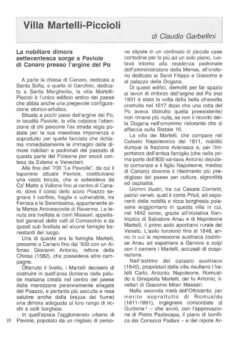 Prima pagina originale dell’articolo Villa Martelli-Piccioli