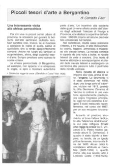 Prima pagina originale dell’articolo Piccoli tesori d’arte a Bergantino