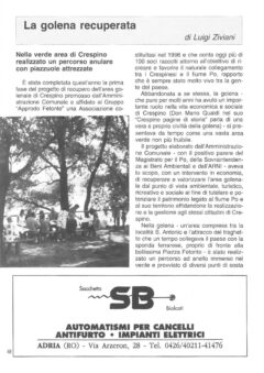 Prima pagina originale dell’articolo La golena recuperata