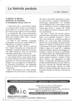Prima pagina originale dell’articolo La Natività perduta