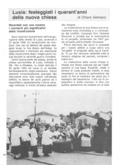 Prima pagina originale dell’articolo Lusia: festeggiati i quarant’anni della nuova chiesa