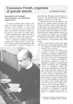 Prima pagina originale dell’articolo Francesco Finotti, organista di grande talento