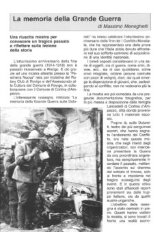 Prima pagina originale dell’articolo La memoria della Grande Guerra