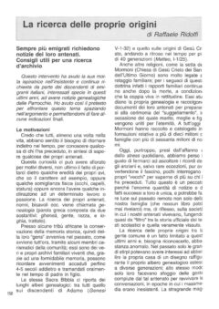 Prima pagina originale dell’articolo La ricerca delle proprie origini
