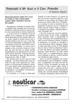 Prima pagina originale dell’articolo Premiati il M0 Azzi e il Cav. Prando