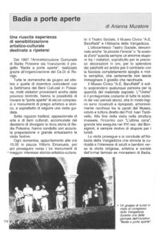Prima pagina originale dell’articolo Badia a porte aperte