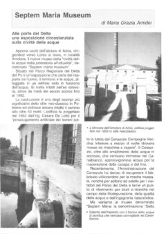 Prima pagina originale dell’articolo Septem Maria Museum