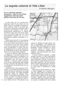 Prima pagina originale dell’articolo Le segrete colonne di Villa Litiza