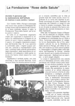 Prima pagina originale dell’articolo La Fondazione “Rose della Salute”